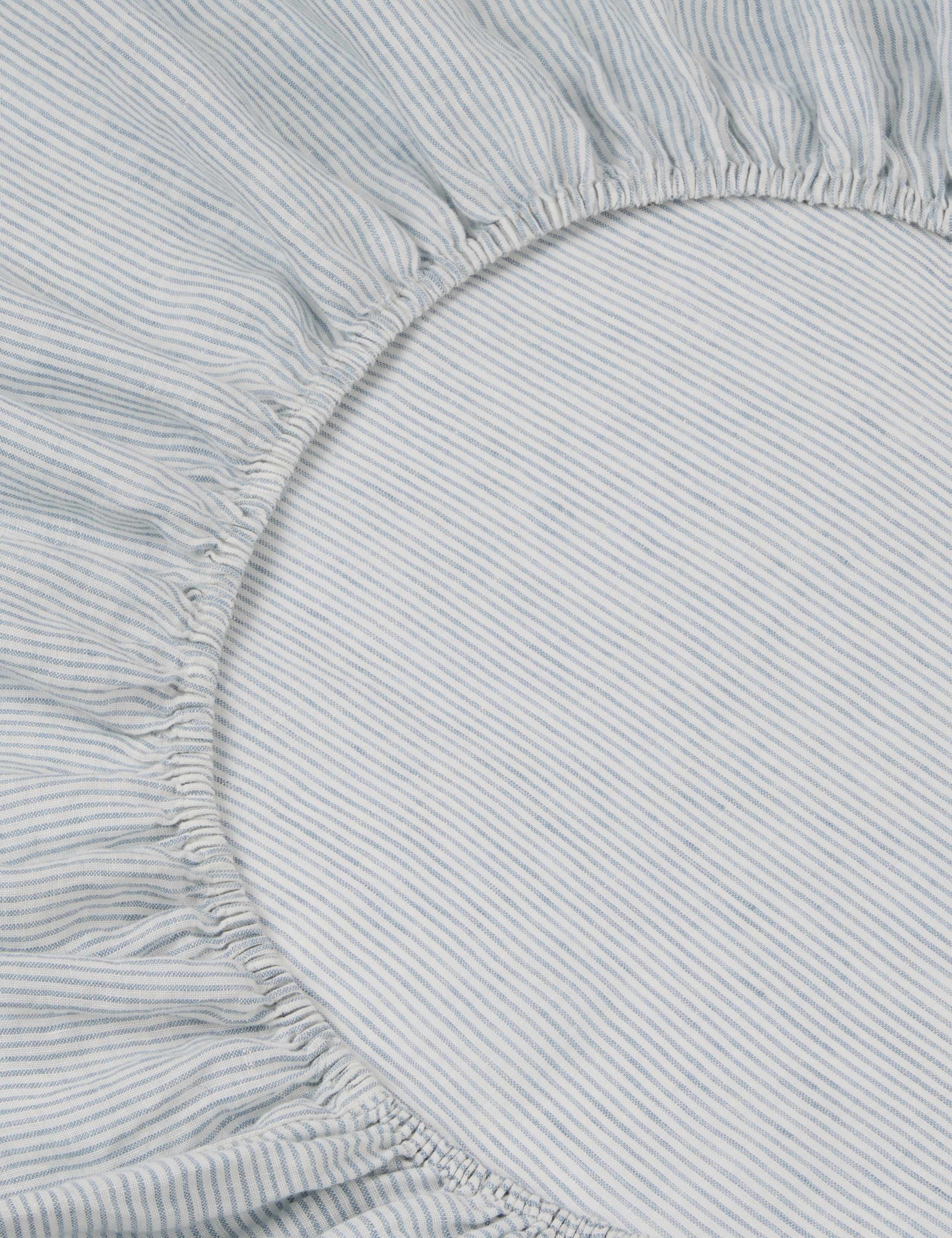 Piglet in Bed pure linen farmhouse stripe fitted sheet, fits deep mattresses (British brand)