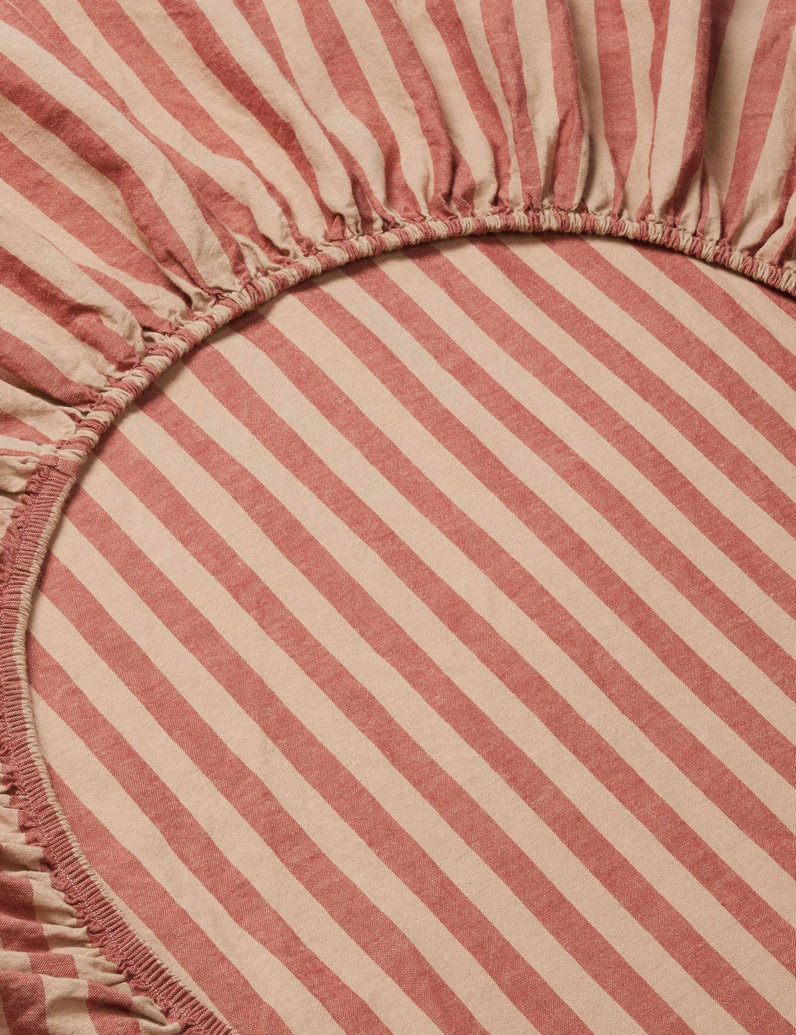 Piglet in Bed pure linen Pembroke Stripe fitted sheet (British brand)