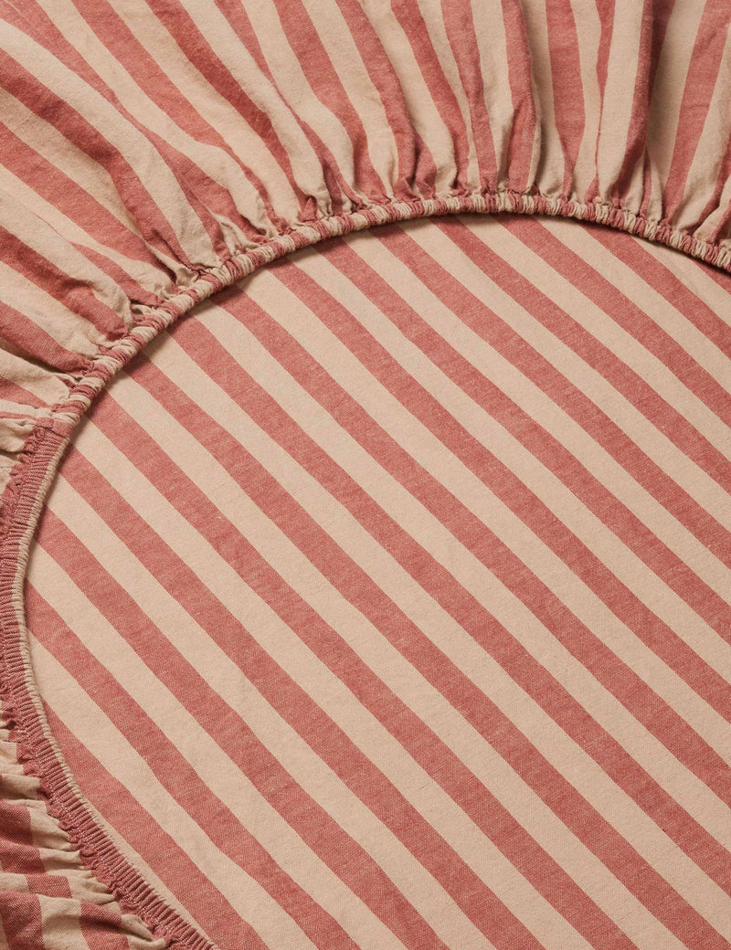 Piglet in Bed pure linen Pembroke Stripe fitted sheet (British brand)