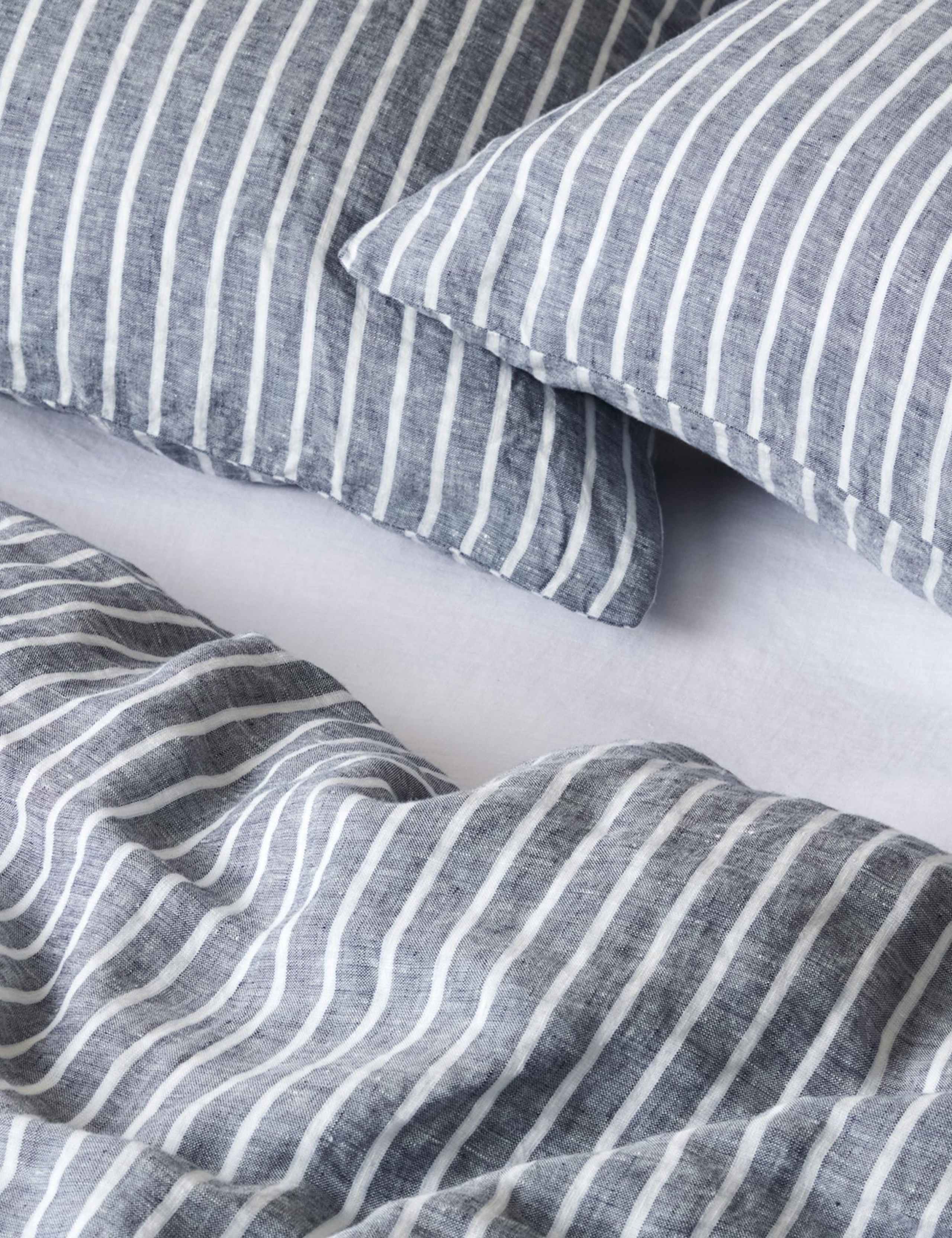Bedfolk Pure Linen Striped Duvet Cover - British product