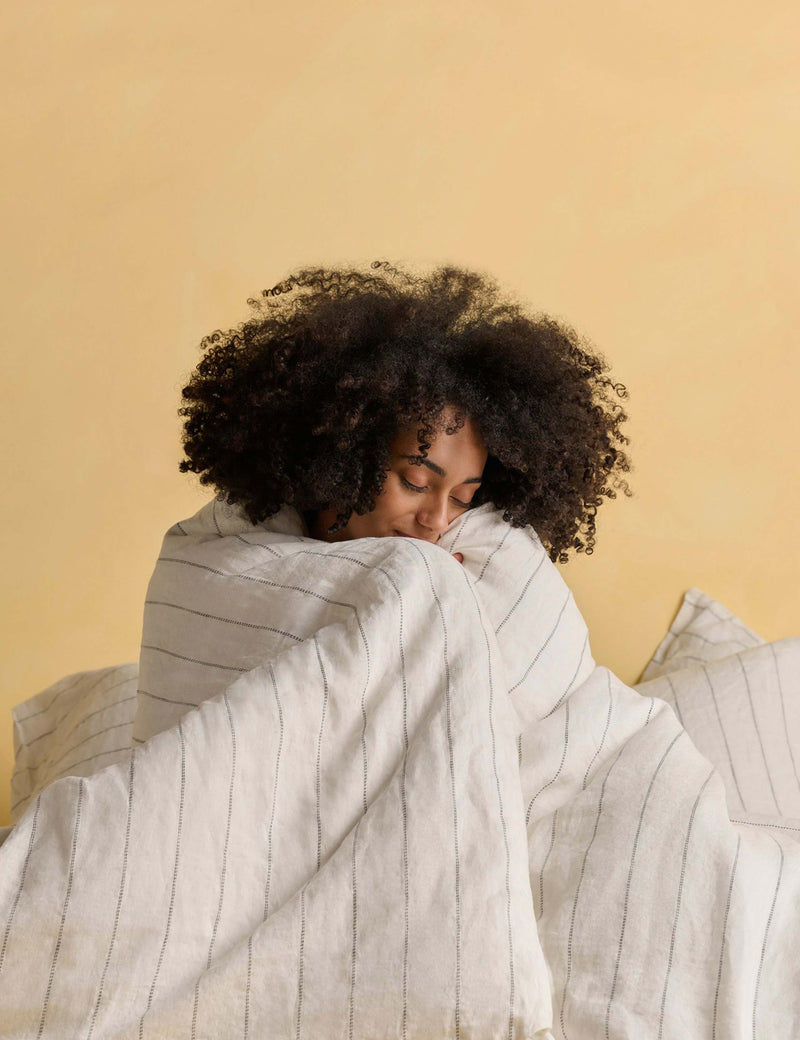 Bedfolk pure linen striped duvet cover - British product