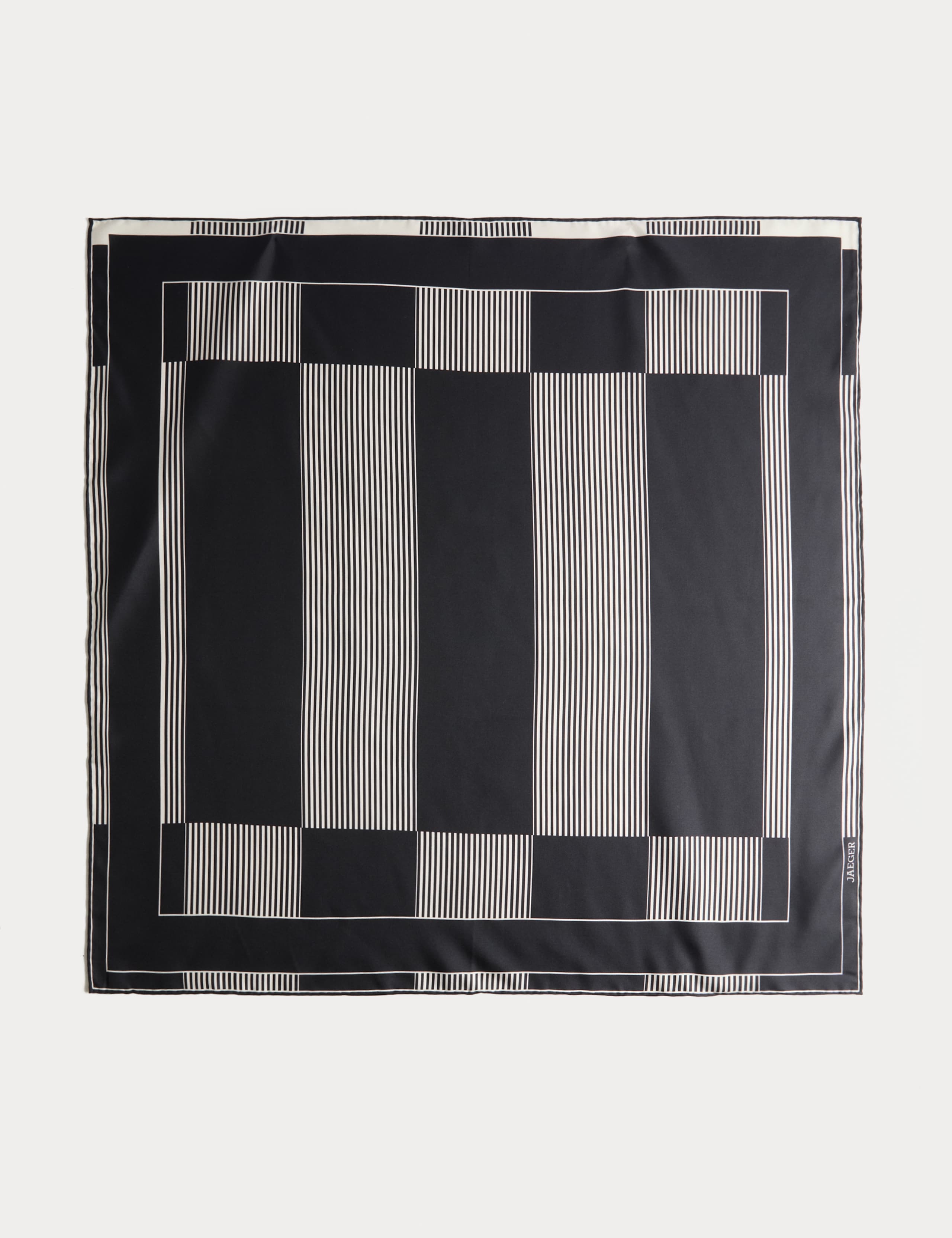 Jaeger pure silk hand-rolled colour block scarf (British brand)