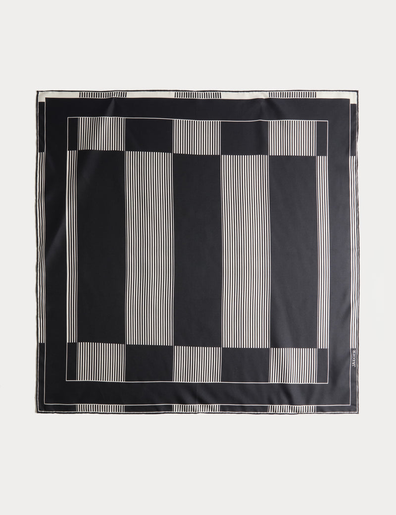 Jaeger pure silk hand-rolled colour block scarf (British brand)