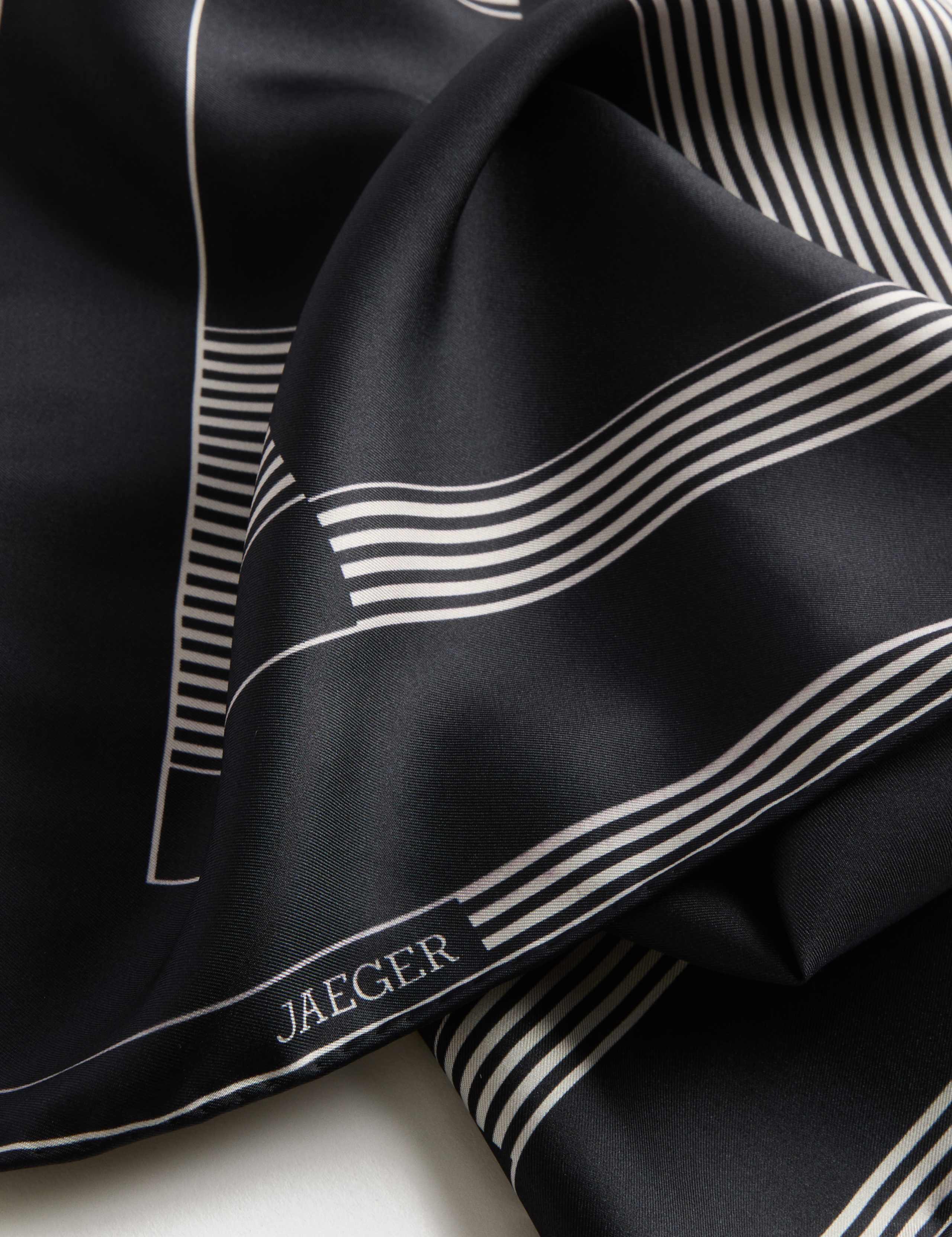 Jaeger pure silk hand-rolled colour block scarf (British brand)