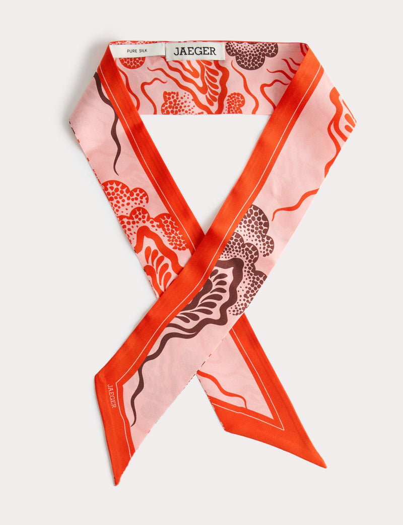 Jaeger silk scarf linear wave print 90cm, imported from the UK