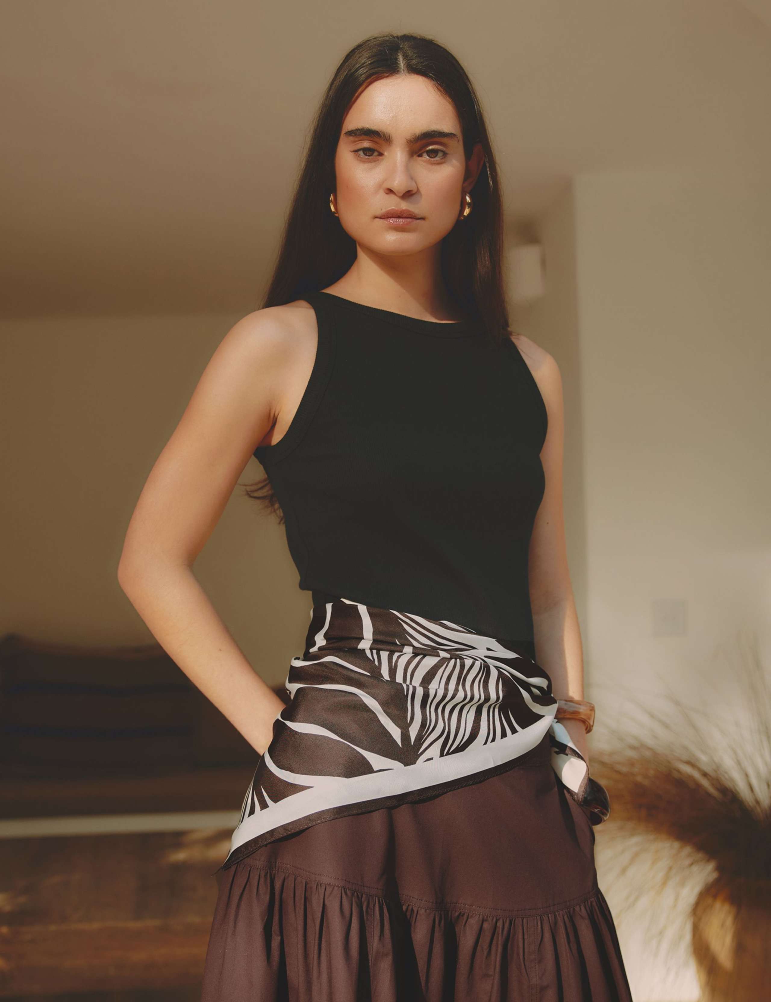 Albaray pure silk mono print square scarf, imported from the UK