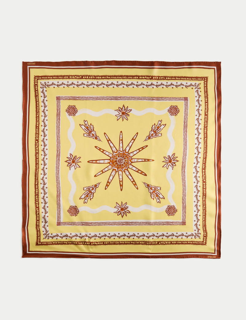 Jaeger pure silk twill printed square scarf 64cm, UK version