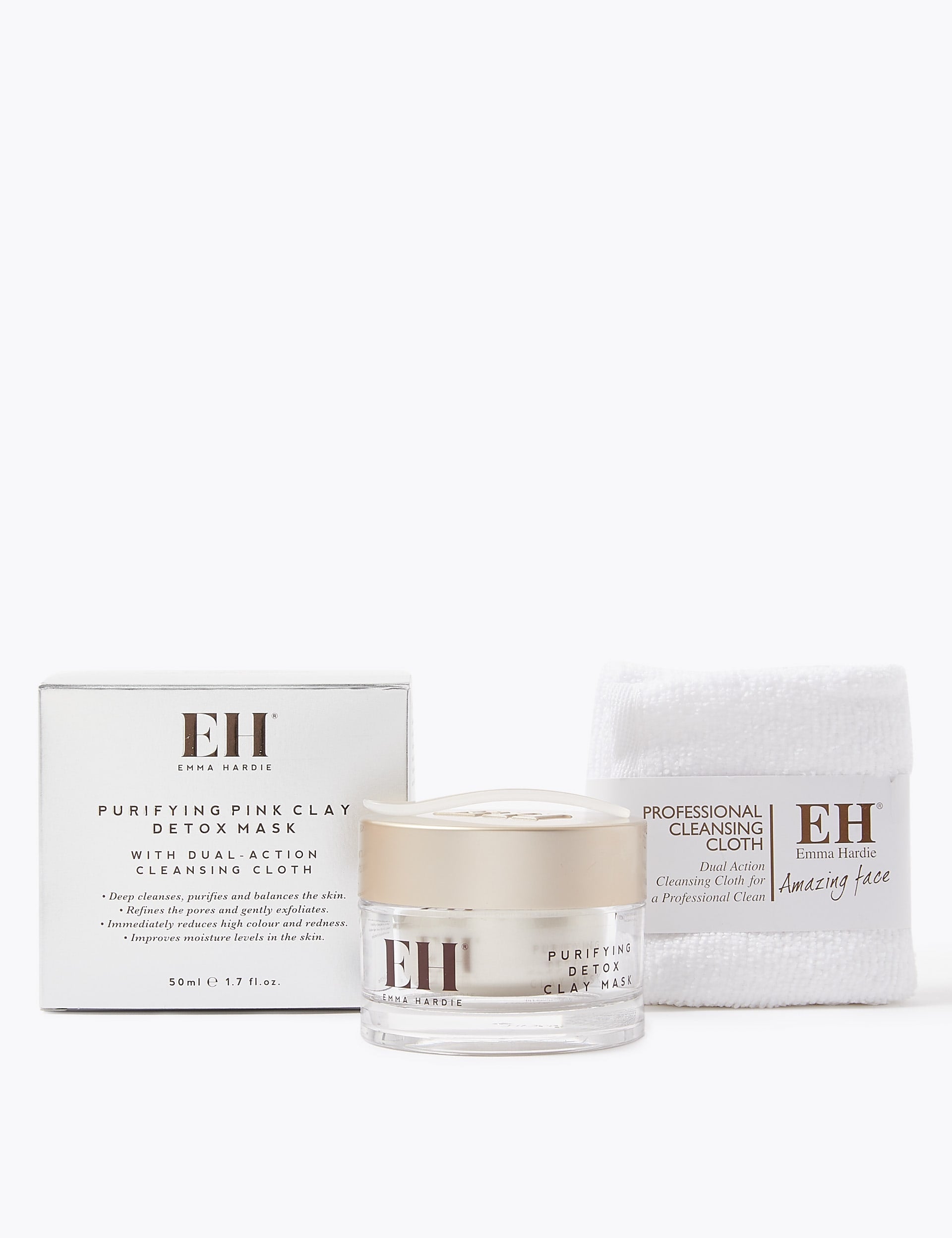 Emma Hardie purifying clay mask with cleansing cloth 50ml, imported from the UK