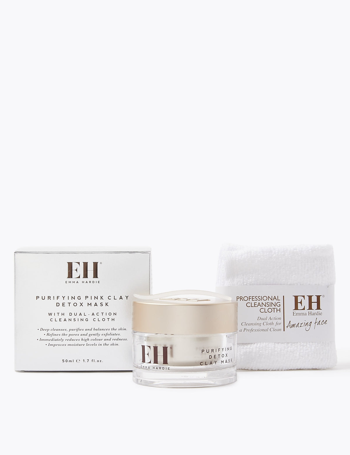 Emma Hardie purifying clay mask with cleansing cloth 50ml, imported from the UK