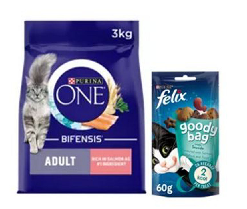 Purina One Adult Dry Cat Food 3kg & Felix Goody Bag Bundle GOODS ASDA   