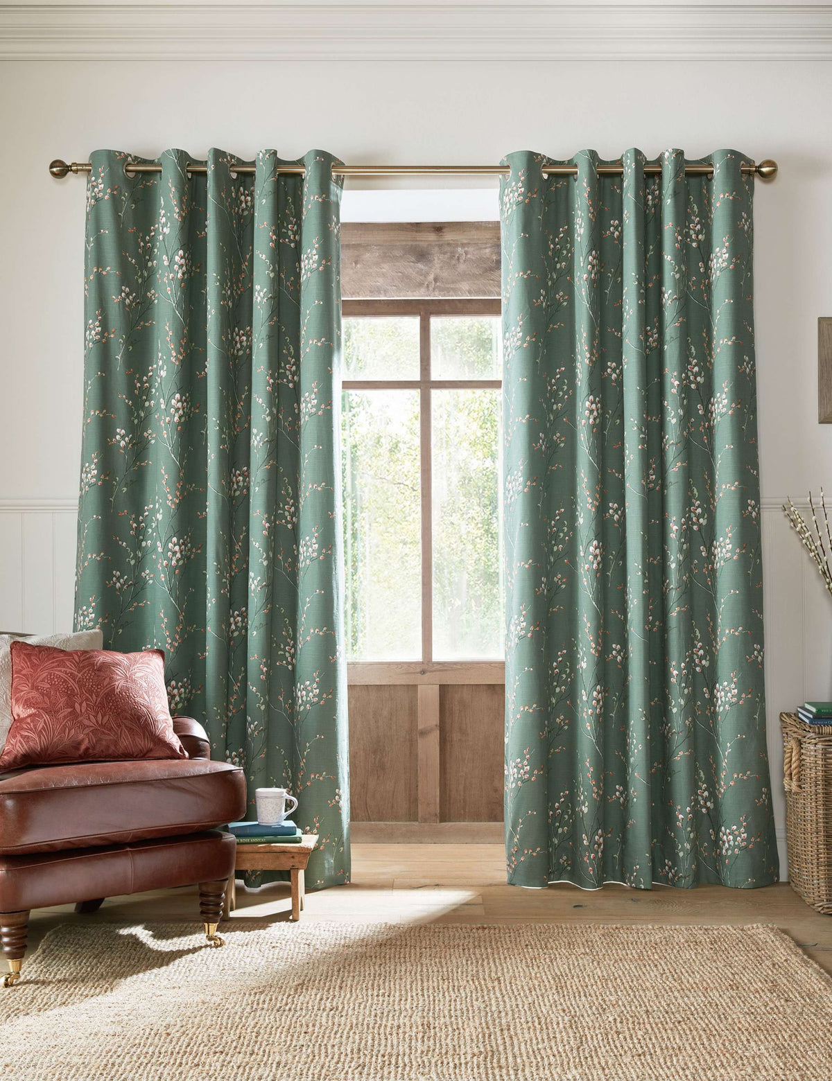 Laura Ashley Pussy Willow eyelet blackout curtains, imported from the UK