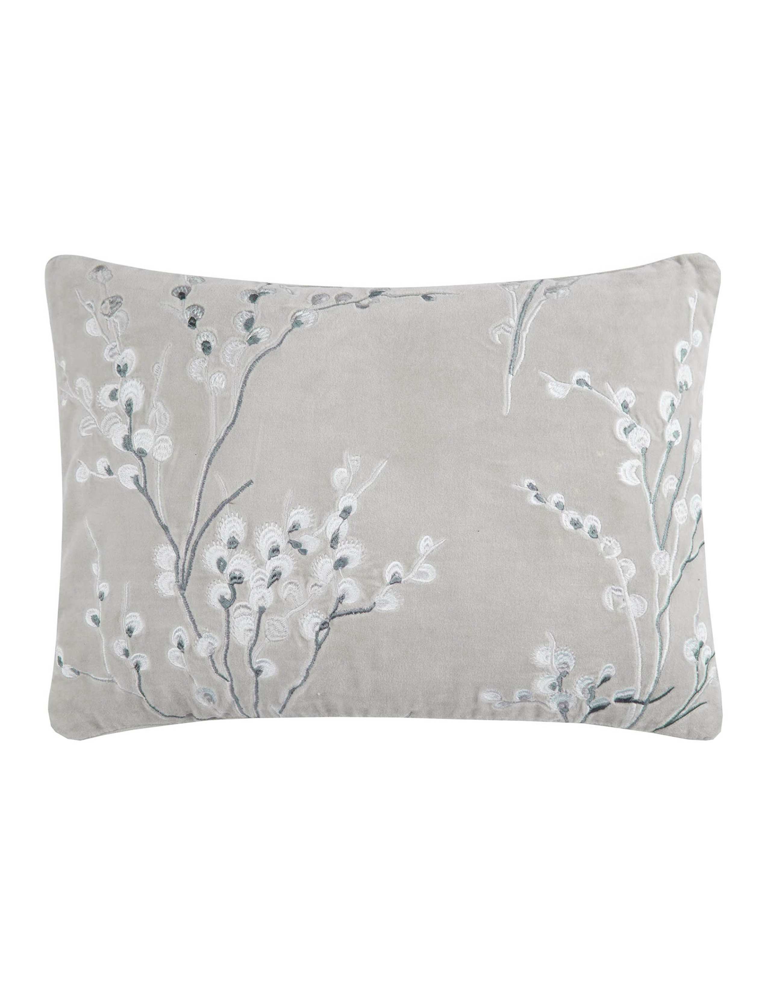 Laura Ashley embroidered pussy willow velvet cushion 50cm, UK version