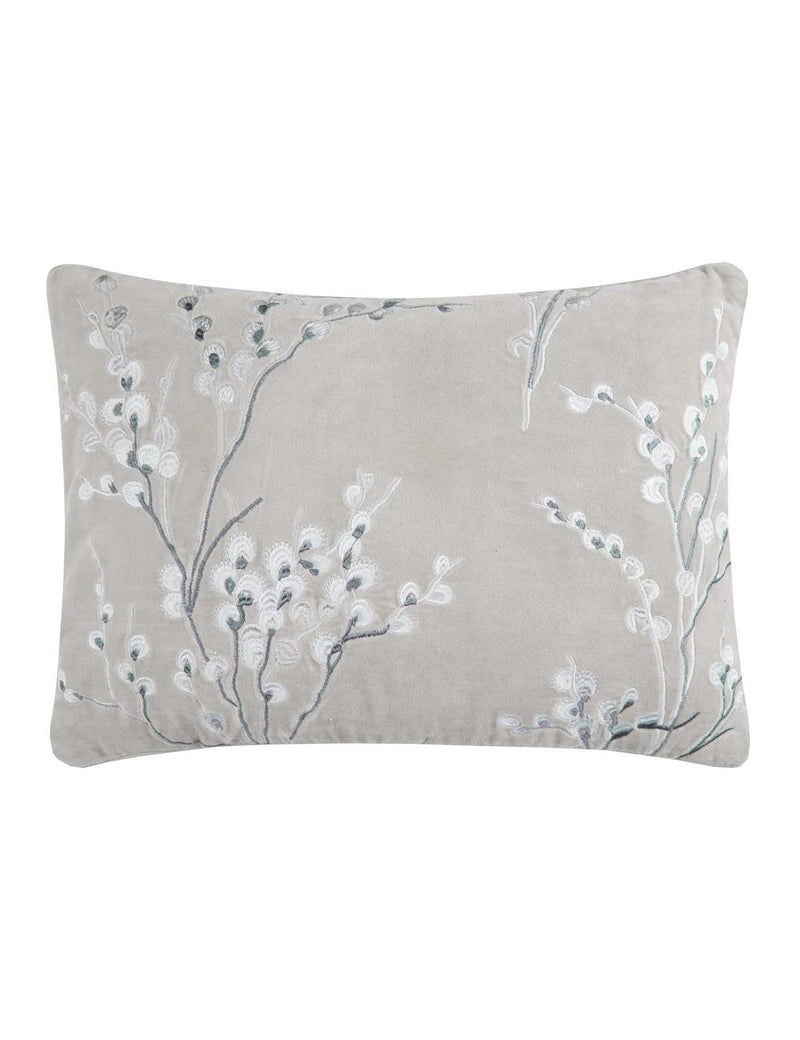 Laura Ashley embroidered pussy willow velvet cushion 50cm, UK version