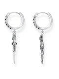Thomas Sabo black mystic snake hoop earrings in 925 silver (British brand)
