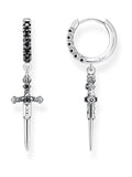 Thomas Sabo black mystic snake hoop earrings in 925 silver (British brand)