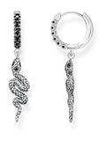 Thomas Sabo black mystic snake hoop earrings in 925 silver (British brand)
