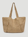 Hush Aster raffia panel tote bag in natural, imported from the UK