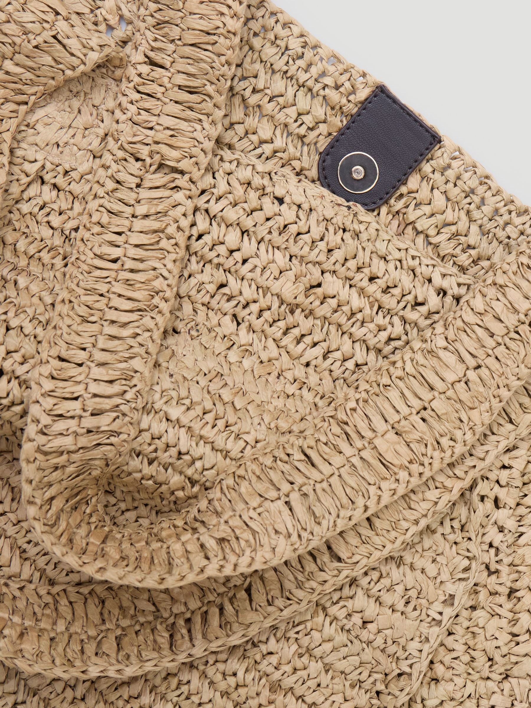 Hush Aster raffia panel tote bag in natural, imported from the UK