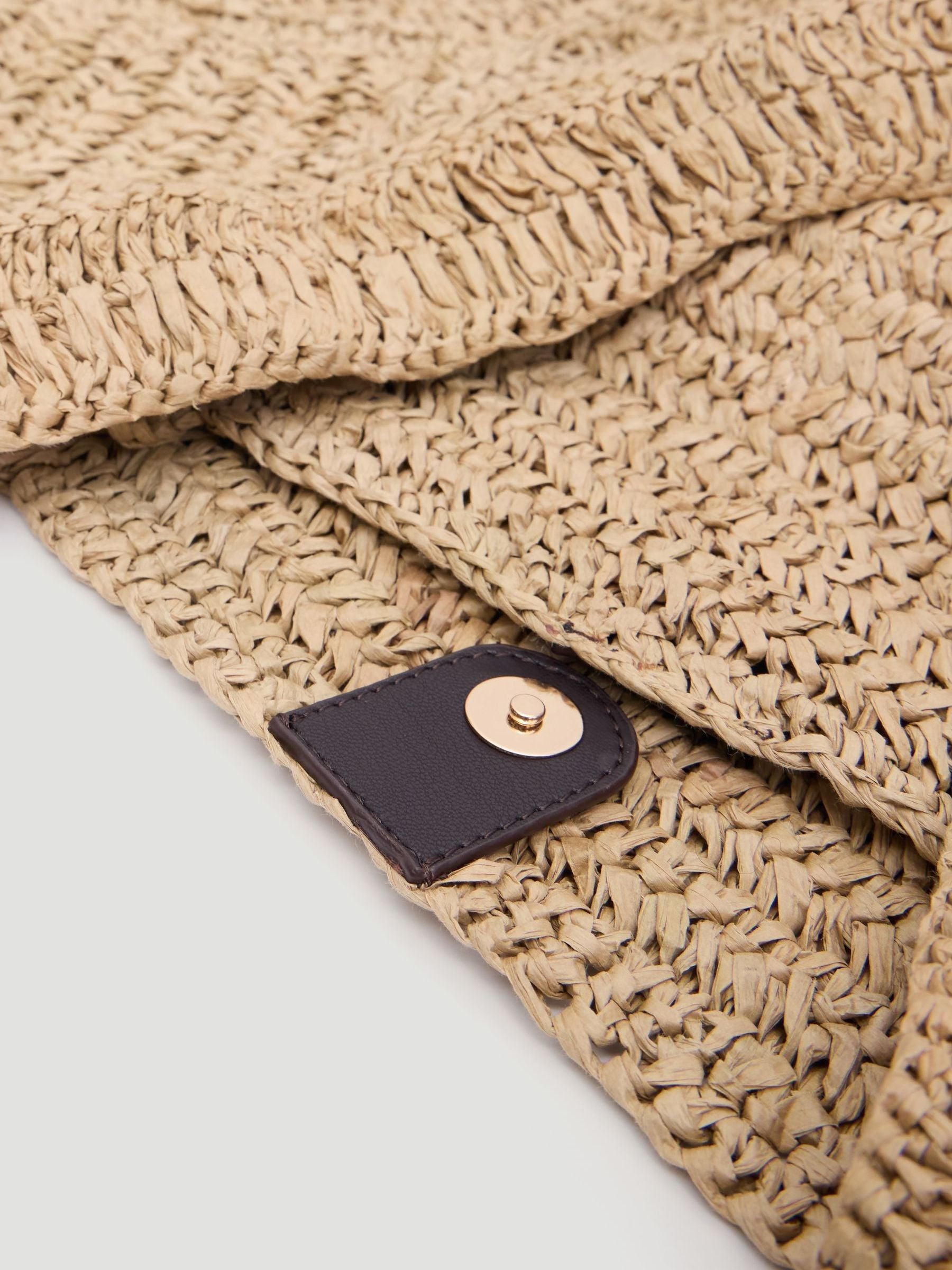 Hush Aster raffia panel tote bag in natural, imported from the UK