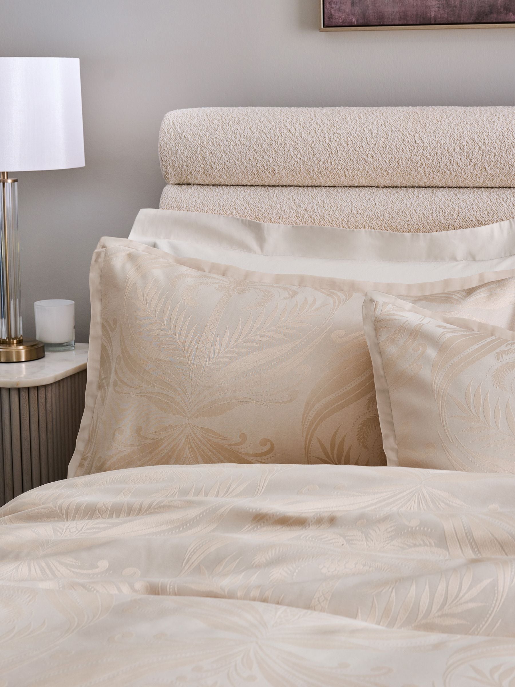 Lipsy Phoebe Oyster Jacquard duvet cover and pillowcase set, UK version