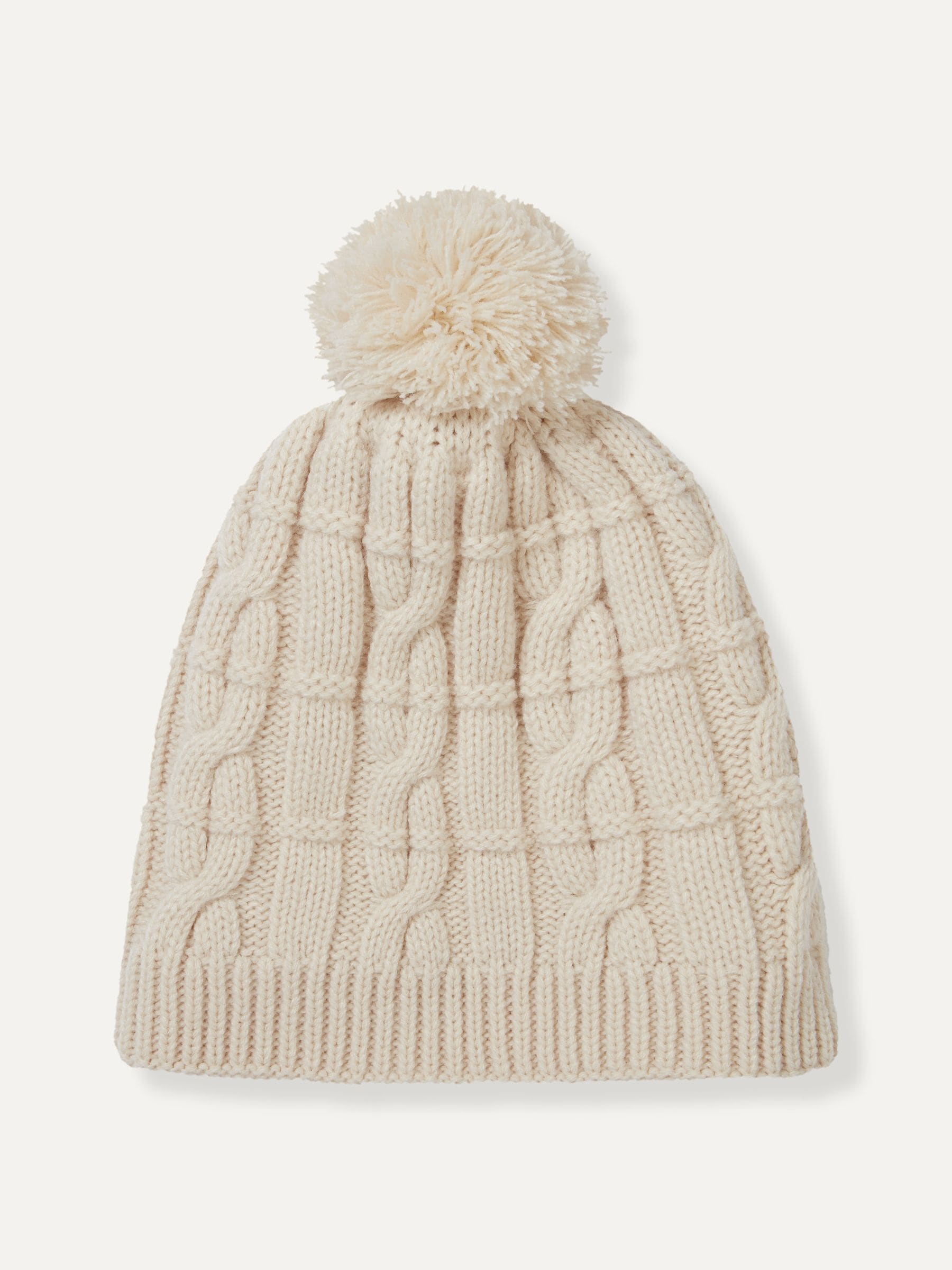 Sealskinz cream cable knit waterproof bobble hat, UK version