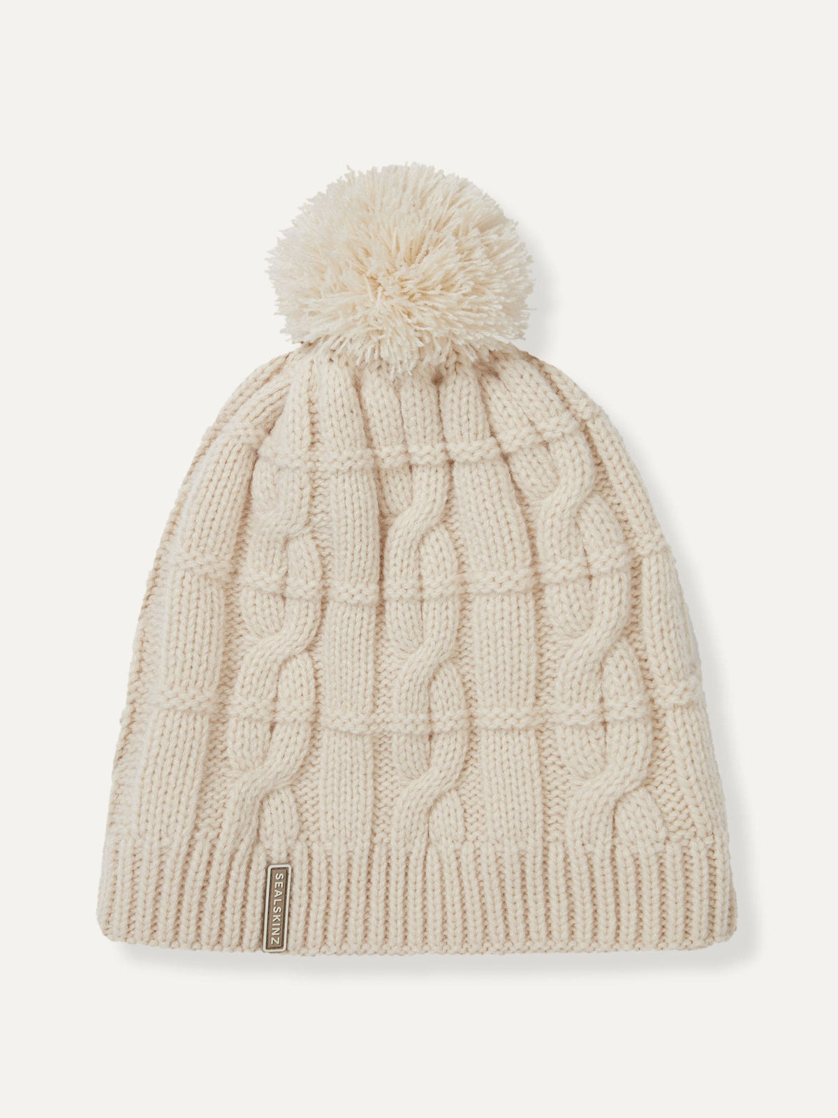 Sealskinz cream cable knit waterproof bobble hat, UK version