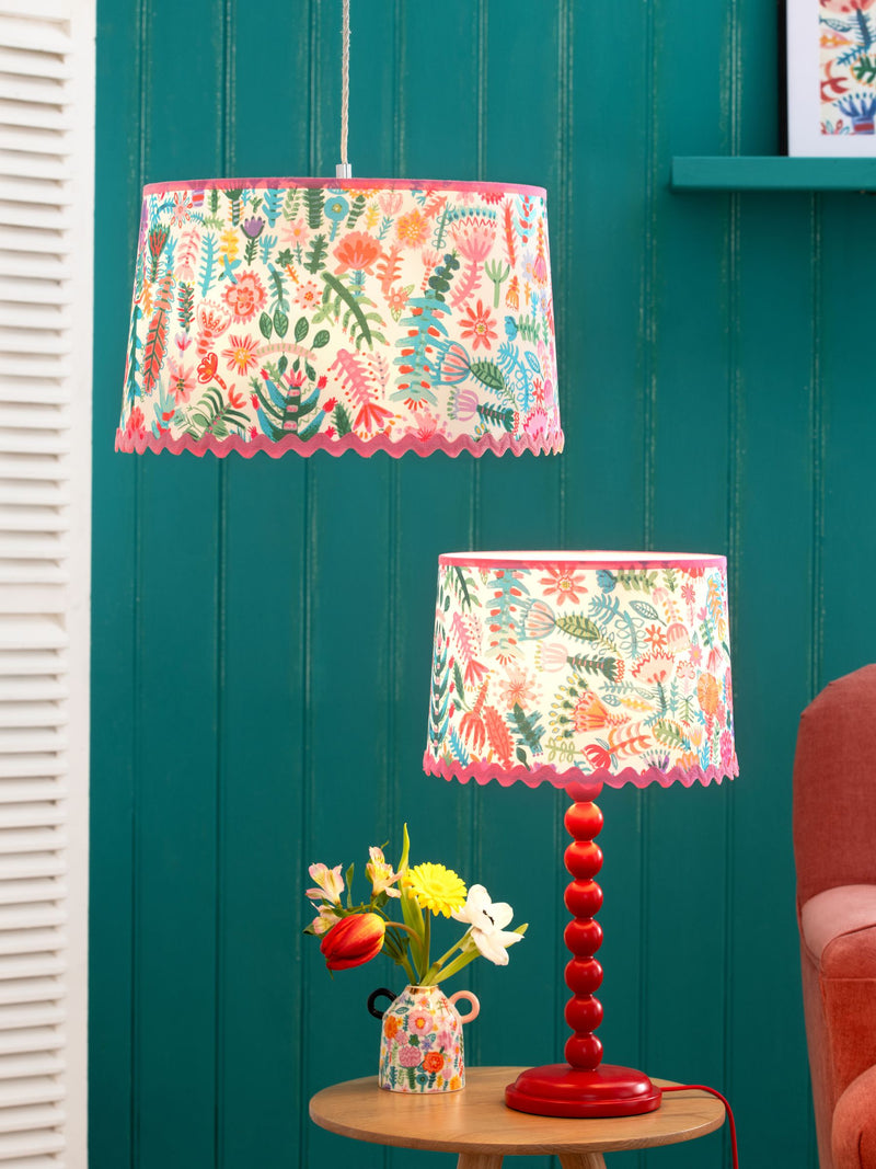 Lucy Tiffney pink floral ricrac lampshade, UK version
