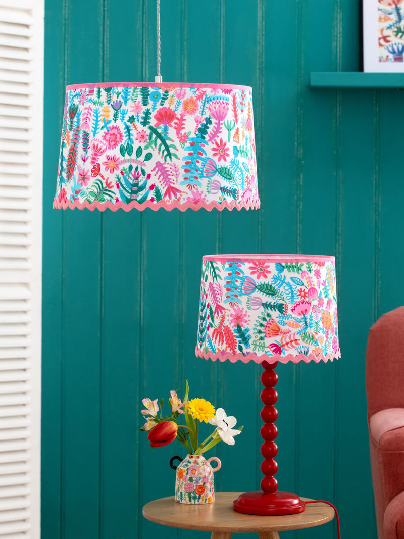 Lucy Tiffney pink floral ricrac lampshade, UK version