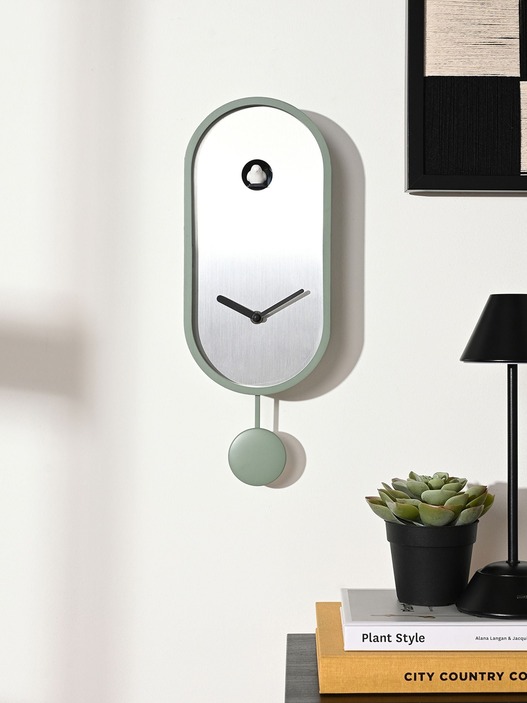 Widdop green interval cuckoo clock with pendulum, UK version