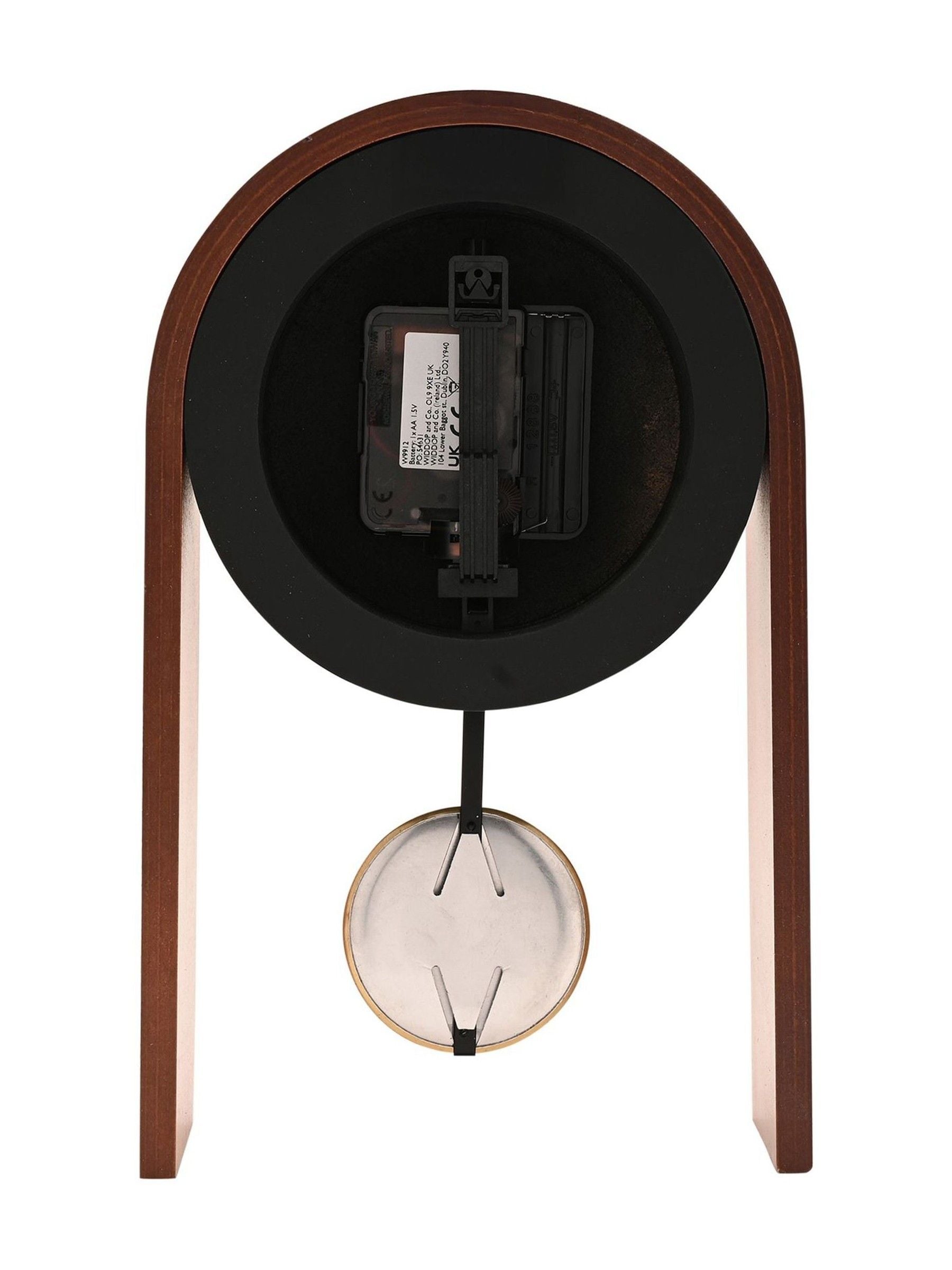 Widdop black pendulum desk clock, imported from the UK