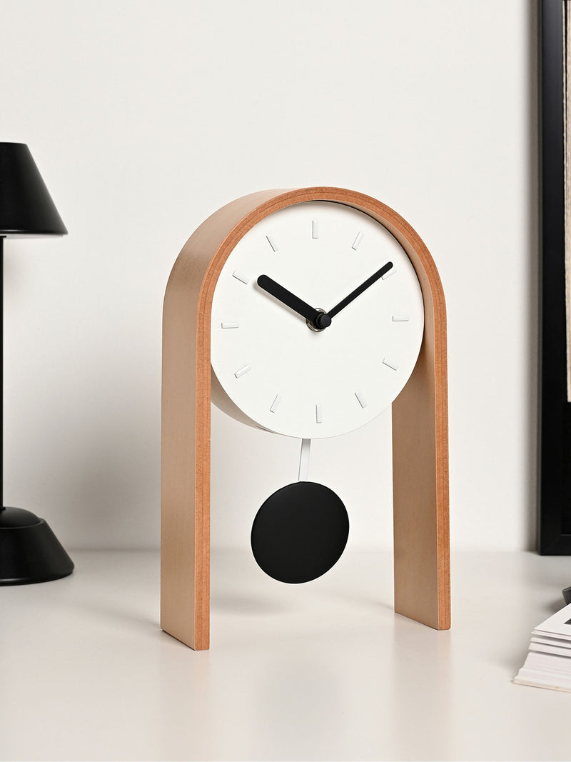 Widdop white pendulum wooden desk clock (British brand)
