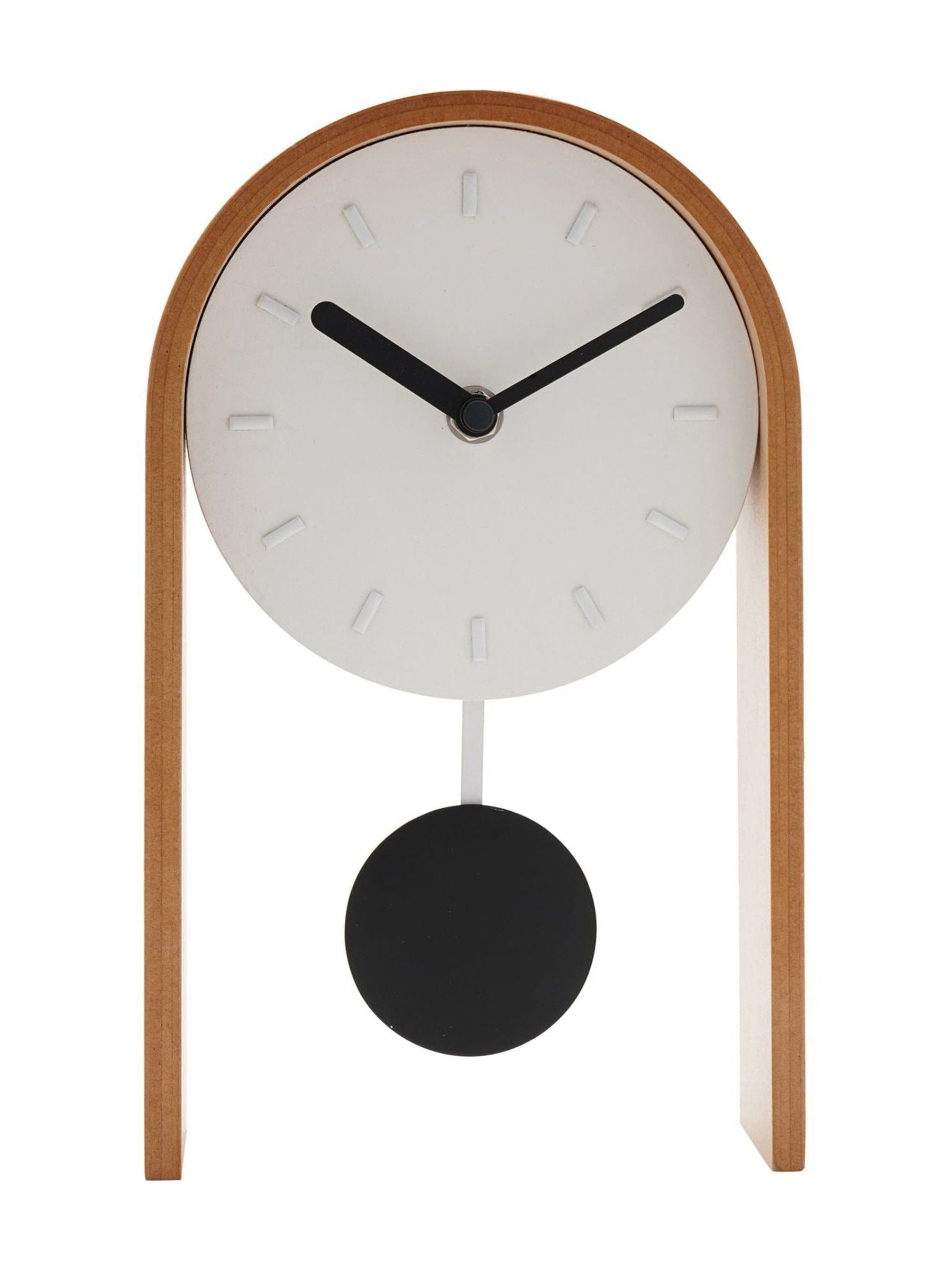 Widdop white pendulum wooden desk clock (British brand)