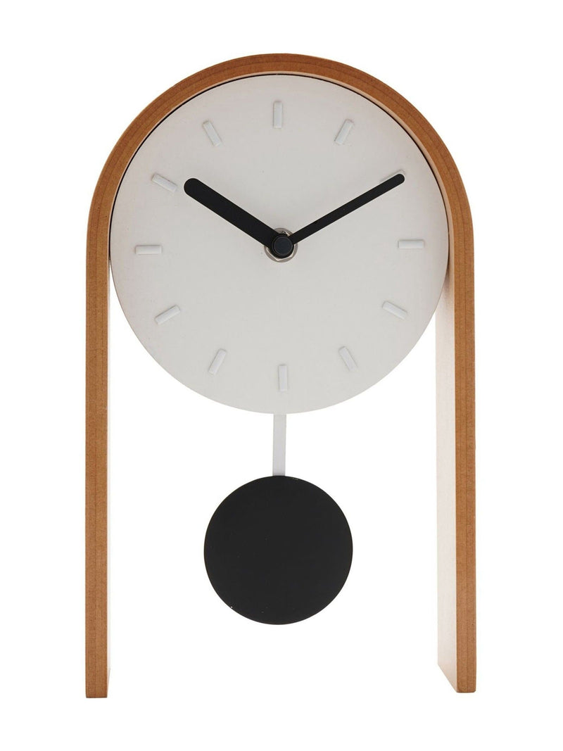 Widdop white pendulum wooden desk clock (British brand)