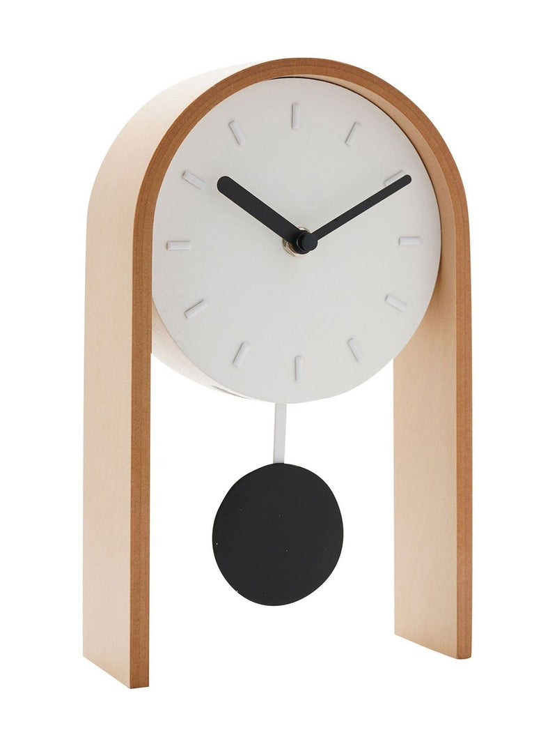 Widdop white pendulum wooden desk clock (British brand)