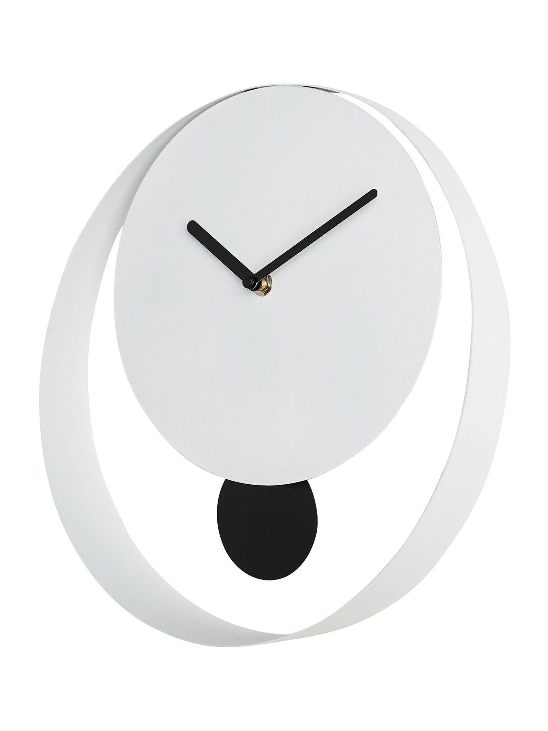 Widdop white pendulum wall clock with black hands (British brand)