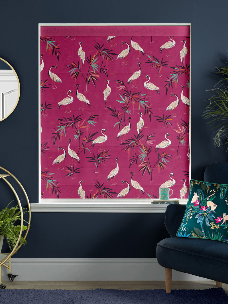 Sara Miller Fuchsia Pink Heron roman blind, 100% cotton, British brand