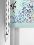 Sara Miller roller blinds with aqua blue underwater marine print (British brand)