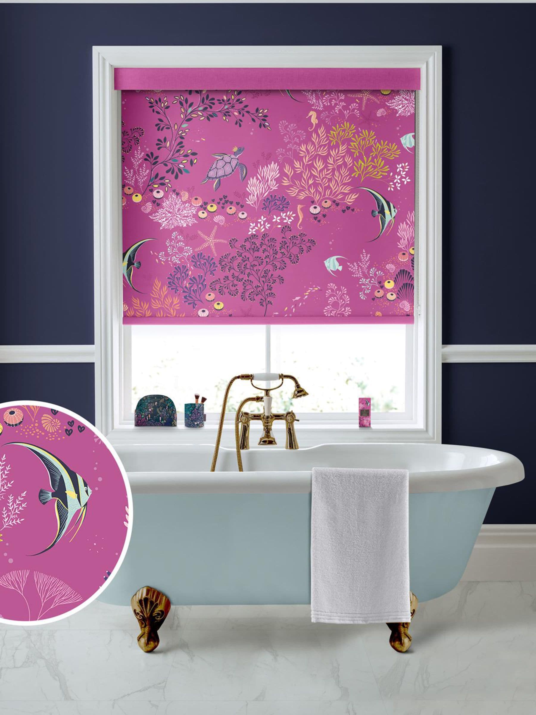 Sara Miller roller blinds Mauve Purple Underwater, imported from the UK