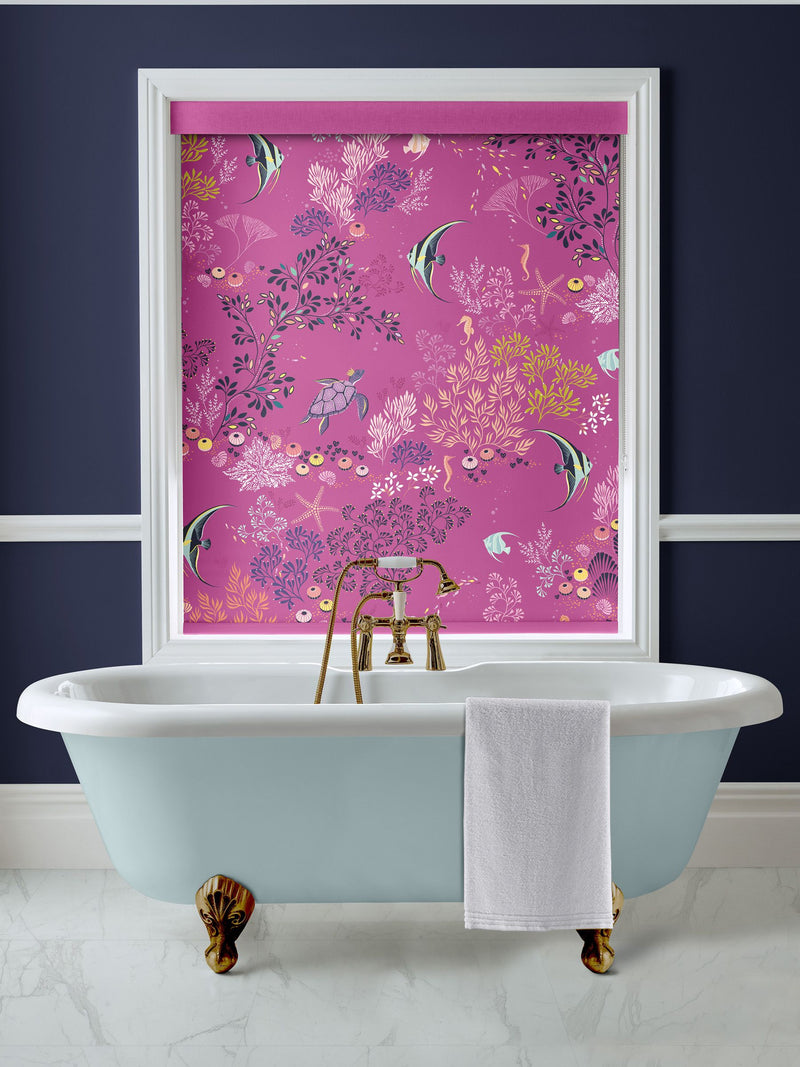 Sara Miller roller blinds Mauve Purple Underwater, imported from the UK
