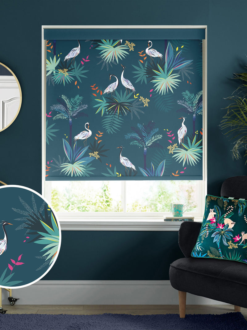 Sara Miller Heron roller blinds teal green - British product