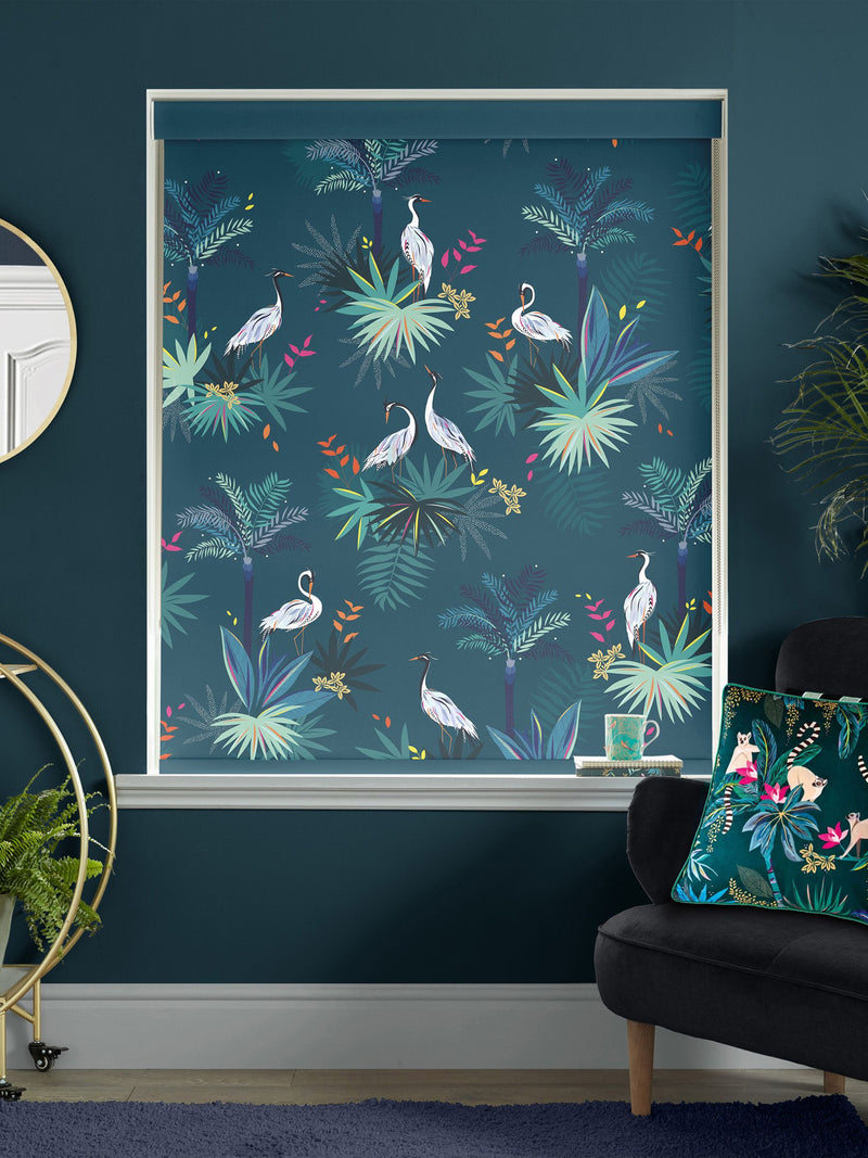 Sara Miller Heron roller blinds teal green - British product