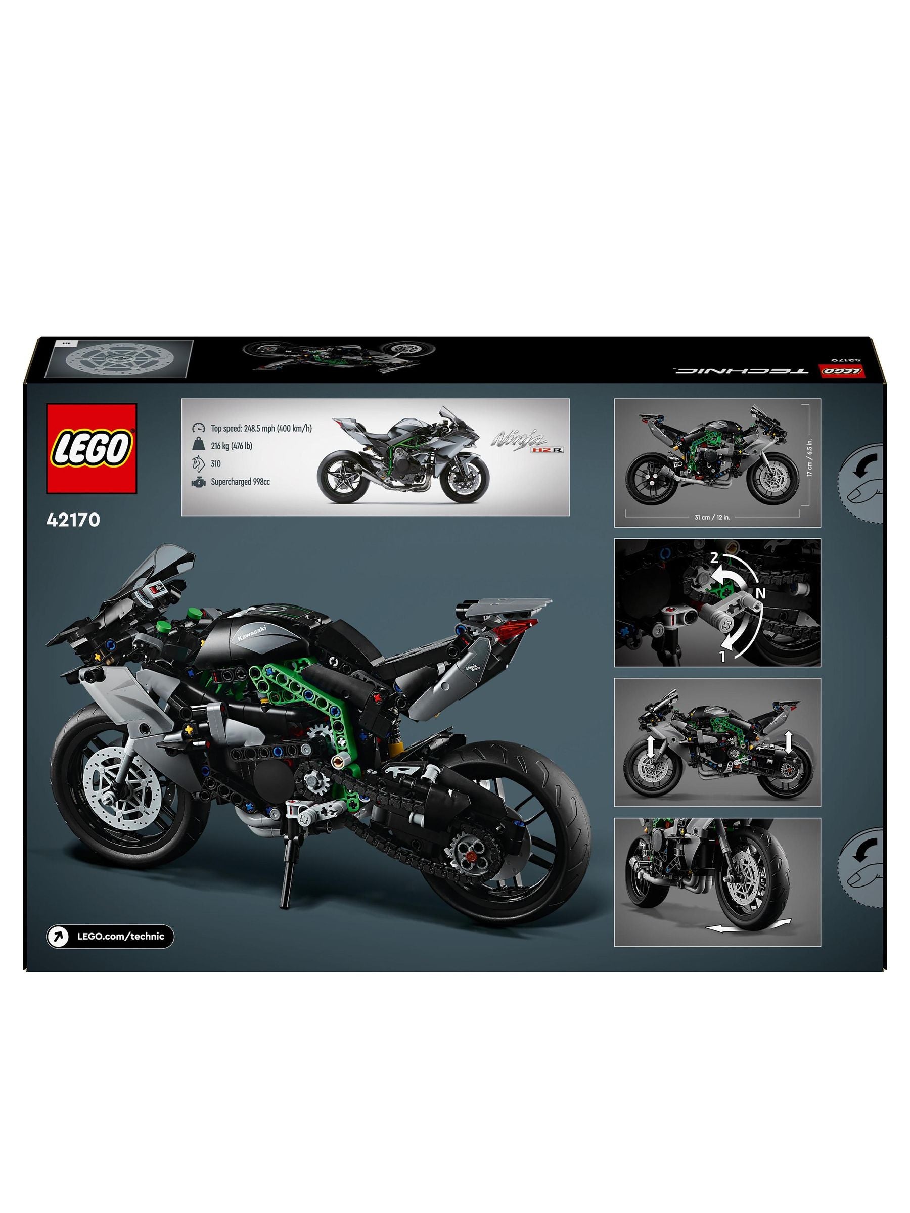 LEGO Technic Kawasaki Ninja H2R motorcycle model 1:8 scale - British product
