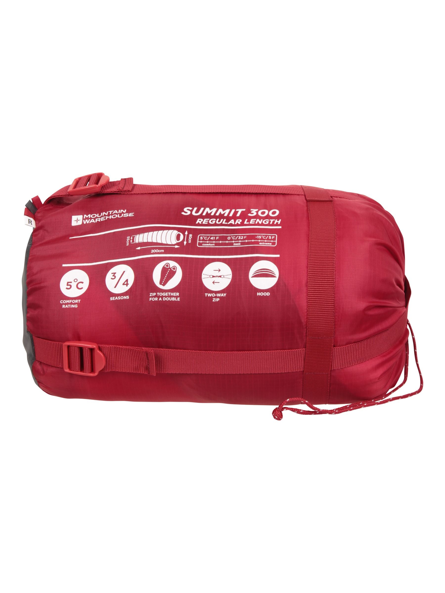 Mountain Warehouse Red Summit 300 sleeping bag, UK version