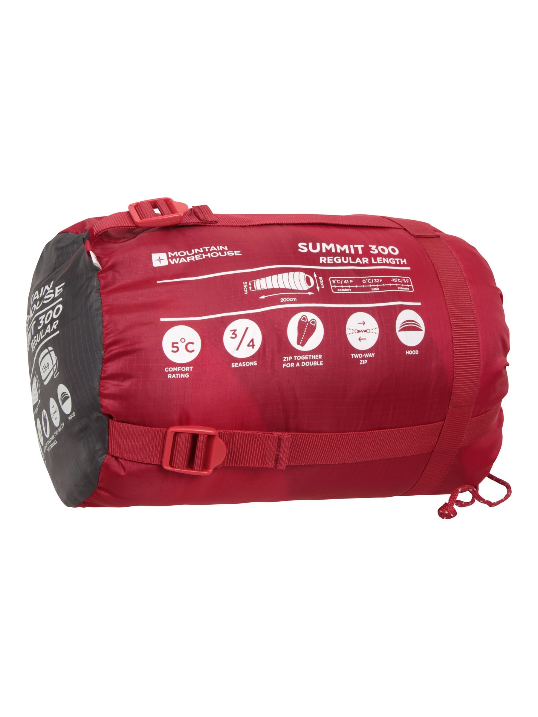 Mountain Warehouse Red Summit 300 sleeping bag, UK version