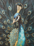 Teal Blue Peacock Framed Canvas Wall Art