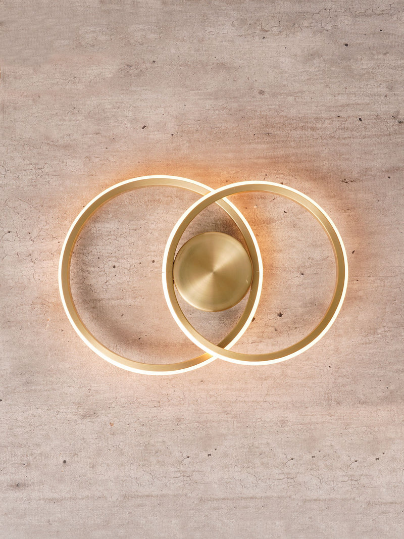 BHS Brass Pei 2 Ring Wall Light LED chrome finish, UK version