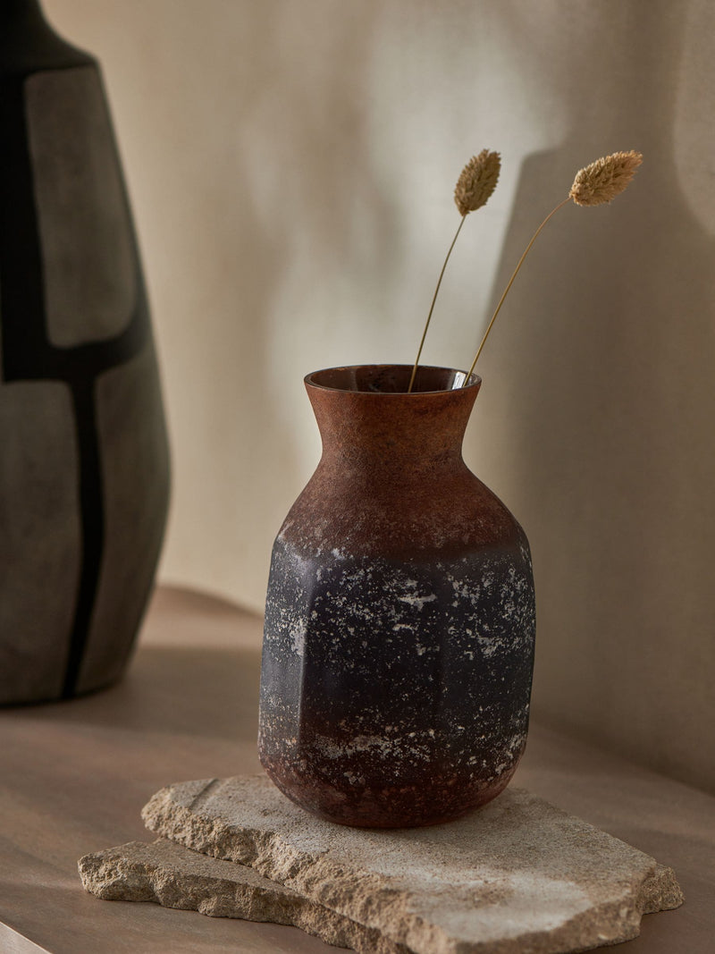 French Connection brown rust effect vase 18cm - British product
