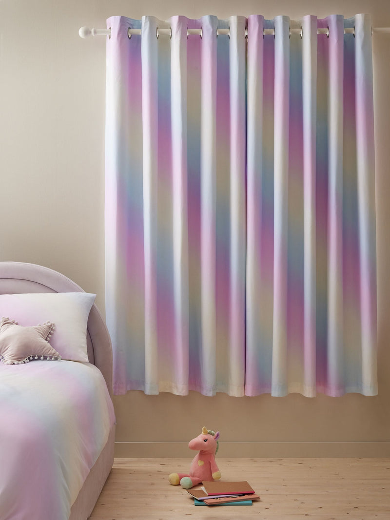Rainbow ombre blackout curtains with eyelet - British brand