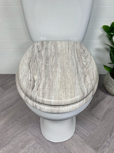 Next Showerdrape Grey Oak Oxford Wooden Toilet Seat- Buy online at McGrocer
