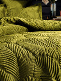 Paoletti Green Quilted Velvet Duvet Cover and Pillowcase Set